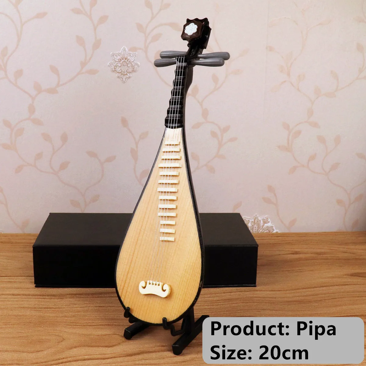 Mini Guzheng Miniature Pipa Erhu Replica with Stand Mini Musical Instrument Collection for Action Figures Dolls Home Decoration