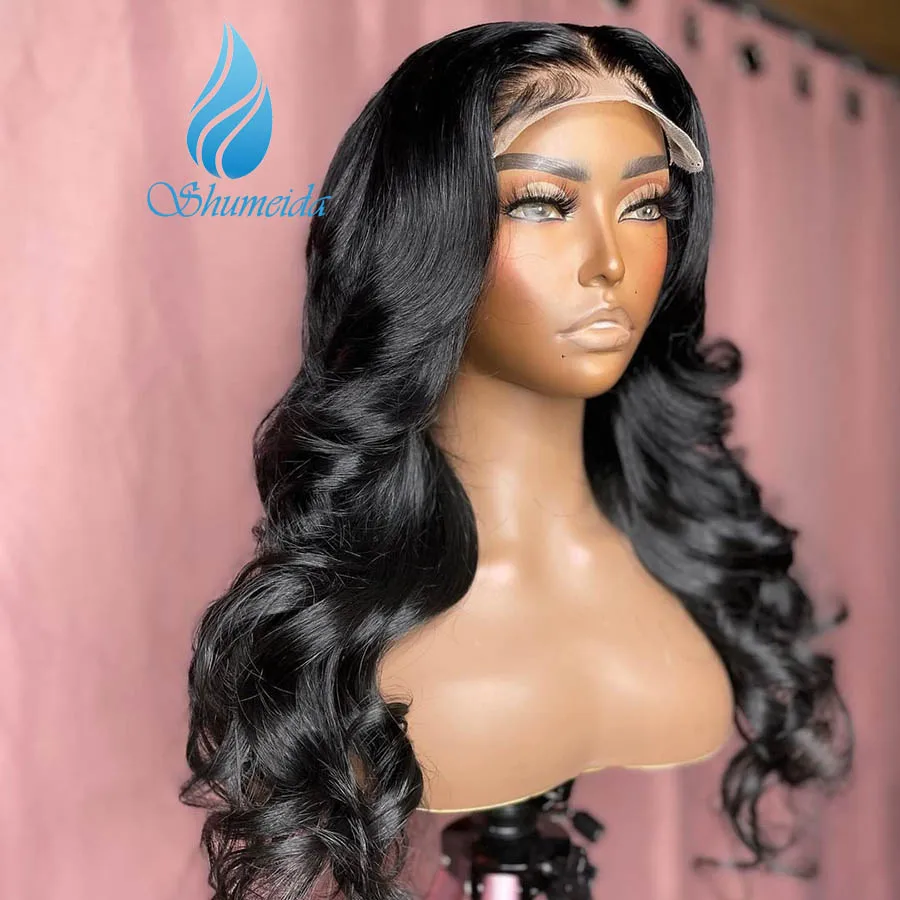 Shumeida Peruvian Hair 5x5 Closure Wig with Baby Hair Natural Black Color 5x5 Lace Closure Wigs Glueles Human Hair Closure Wig