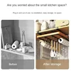 Kitchen Hanging Organizer Rack with Hooks Under Cupboard Paper Towel Rags Hanger Cutting Board Pot Cover Holder Storage Shelf 4
