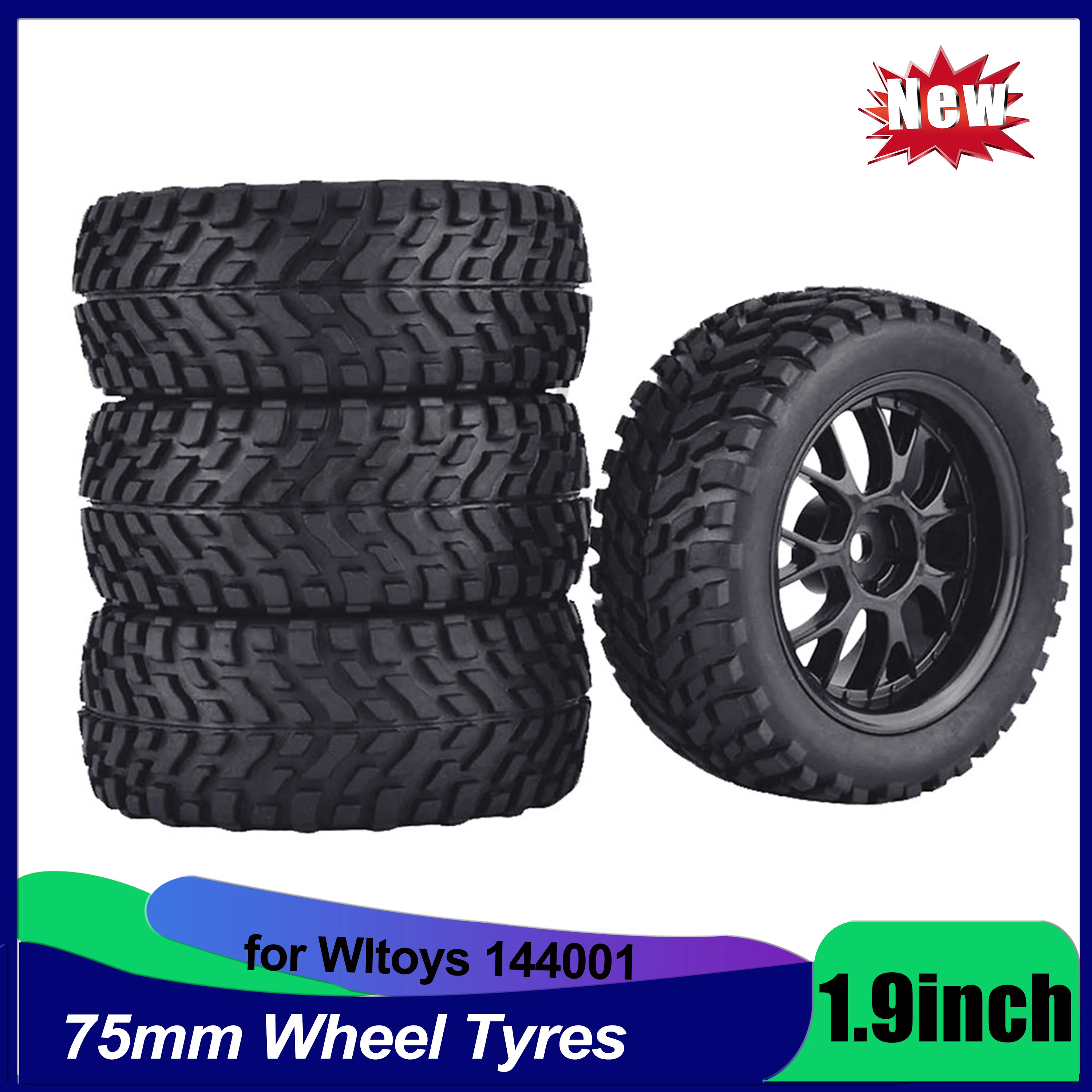 

1.9 inch 75mm Off Road Buggy Tires Wheel 12mm Hex Hubs for Wltoys 144001 1/14 1/16 1/10 Scx10 Traxxas Trx-4 Tamiya RC Racing Car