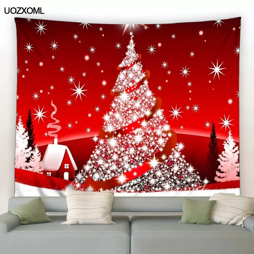 ABAKUHAUS Tappeto natalizio, alberi decorativi con fiocchi di neve e stelle, soggiorno camera da letto tessuto