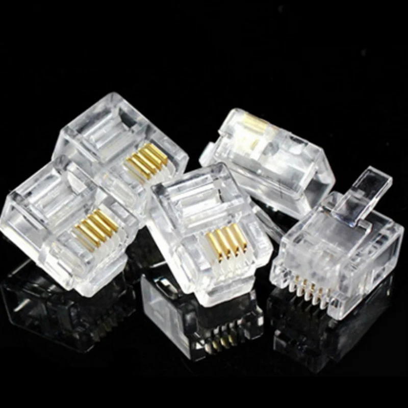 Prise modulaire téléphonique, connecteur RJ11, cristal transparent, 6 broches, 6 contacts, 6P4C, 6P6C, 20 pièces par lot