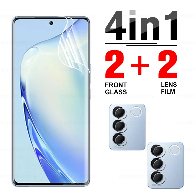 

4in1 Hydrogel Film Screen Protector For vivo V27 Pro Camera Lens Protection VivoV27 Pro V 27 27Pro V27Pro 5G Soft Film 6.78inch