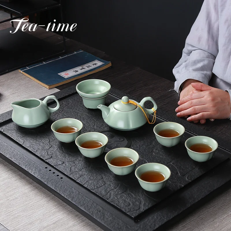 Chinese Kung Fu Travel Tea Set Ceramic Ru Kiln Teapot Teacup Gaiwan Porcelain Teaset Kettles Teaware Sets Drinkware Tea Ceremony