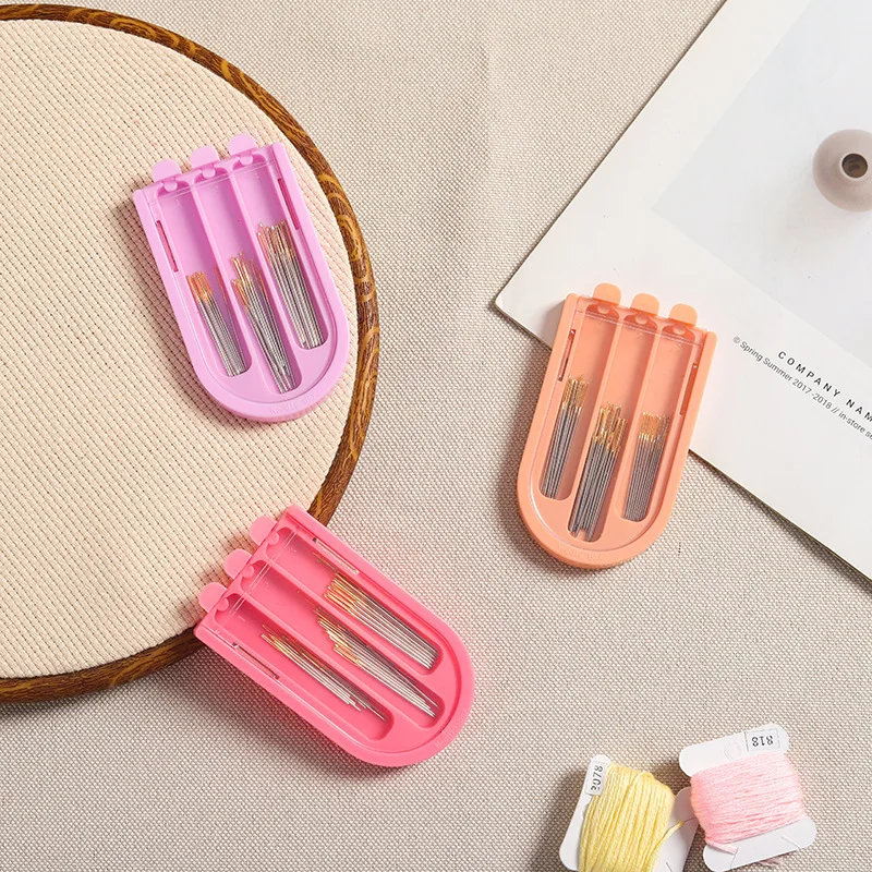 2pcs Candy Color ABS Sewing Needle Bottle Sewing Kit Organizer for Home Portable Durable Needle Storage Box for Needles Storage Box Sewing Kit