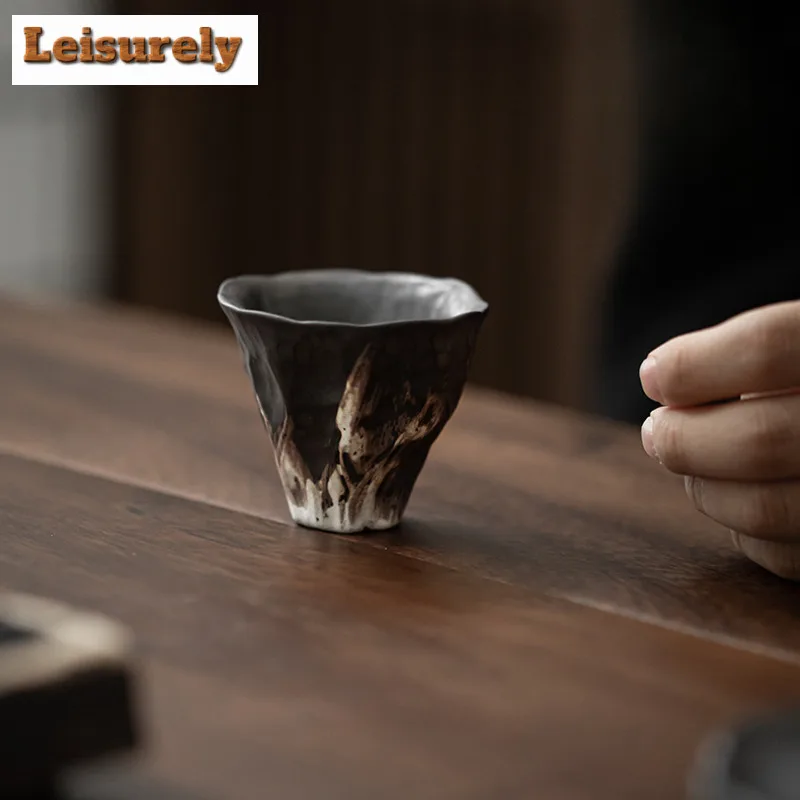 2pc/lot Japanese Lotus Rhyme Coarse Pottery Teacup Tea Bowl Mug Tea-tasting Personal Cup Jianzhan Master Cups Drinkware 50ml