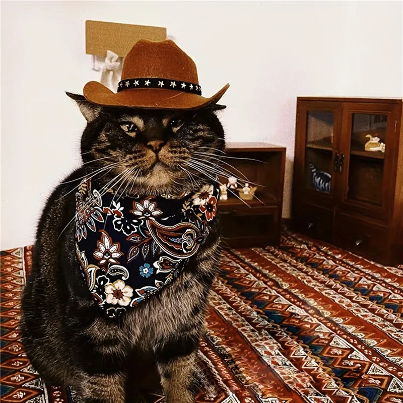Pet Dog Hat Cowboy Hat Pet Supplies Adjustable Costume Top Hat Headwear Cat Hat Caps Sun Hats for Small Medium Dog 3