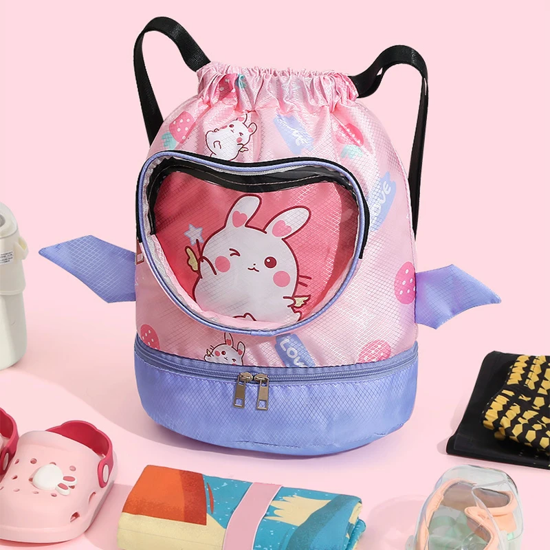 Swimming Bag Multifunction Drawstring Backpack Cartoon Shoes Organizer Dry And Wet Separate Portable Beach