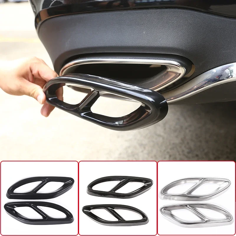 

For Mercedes Benz A B C E GLA GLC GLE GLS CLS Class Stainless Steel Car Rear Exhaust Muffler Pipe Cover Trim Tail Throat Frame