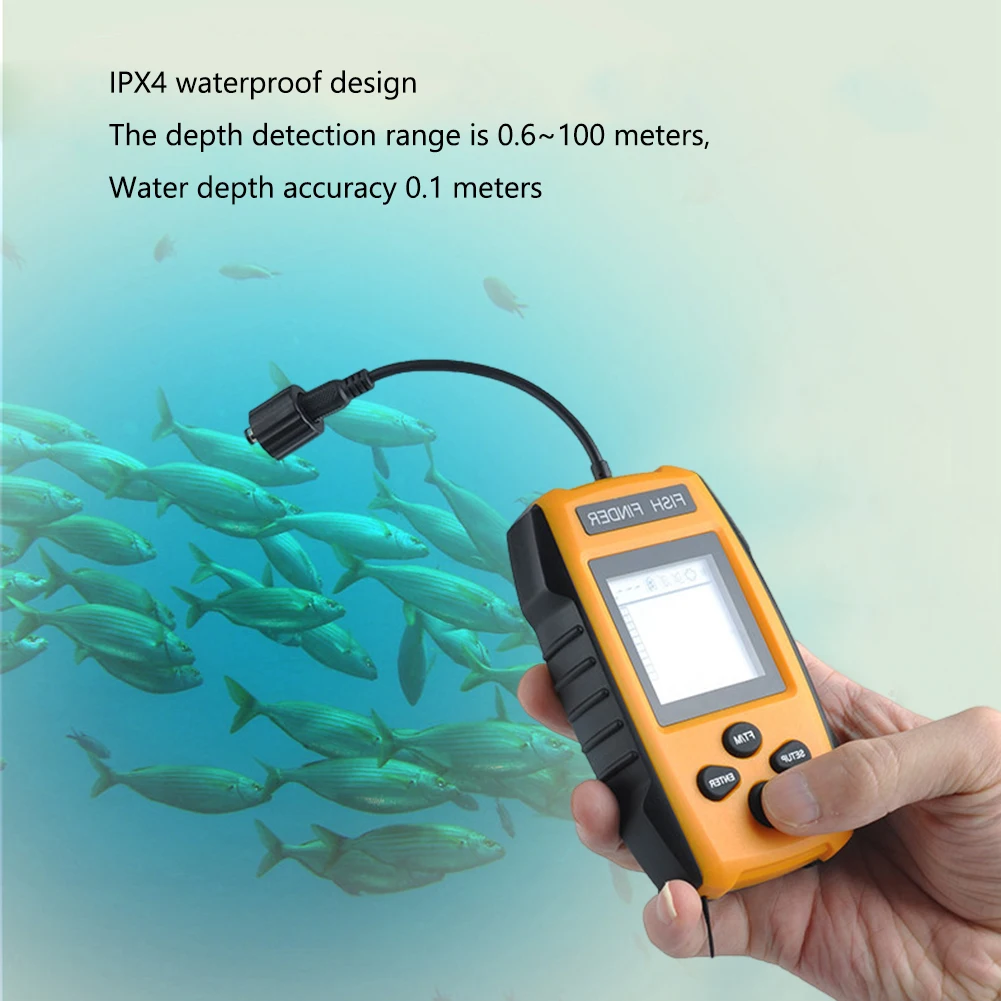 100M Sonar Fish Finders 45 Degrees Sonar Coverage Echo Sounder Alarm Transducer Underwater Fishing Detector for Lake Sea Fishing