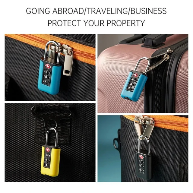 Customs Code Lock for Travel Luggage Password Changeable Black Lock Contrast Design Padlock 3 Digit Combination Lock 2