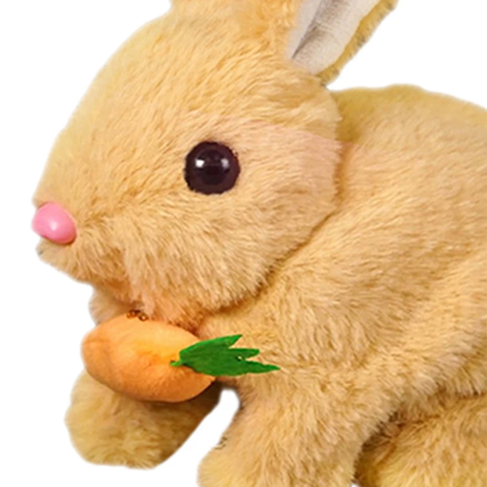 Plush Stuffed Carrot Bunny Toy Jumping Twitching Shaking Ears Cute Electric Rabbit Interactive Toys Gift for Toddlers Birthday