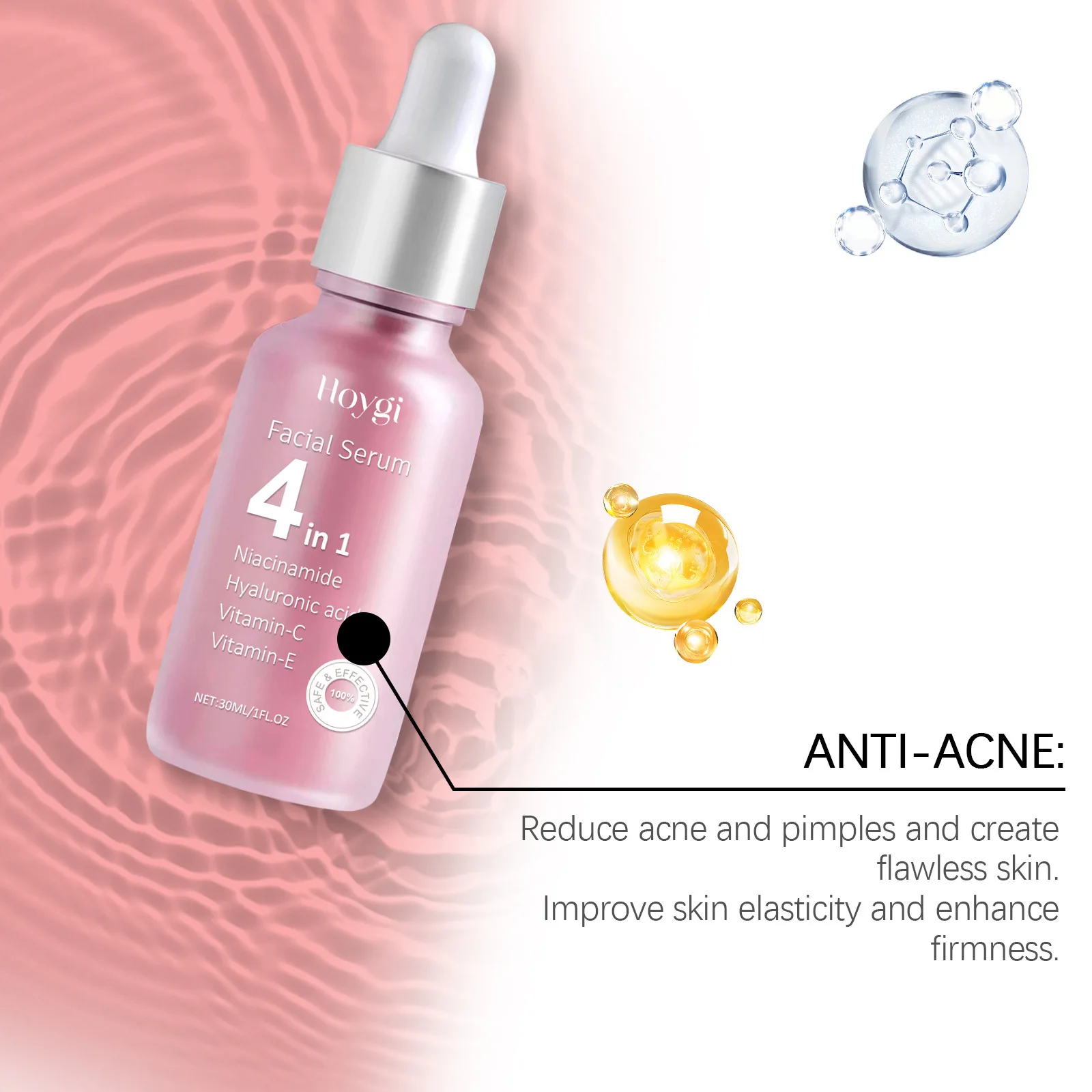 4 in 1 Anti Aging Serum Fade Fine Line Dark Spot Removal Pore Shrinking Skin Rejuvenation Moisturizing Hyaluronic Acid Essence 5