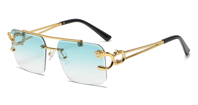 Double Bridge Sunglasses Metal | Square Rimless Sunglasses Mens - Rimless  Sunglasses - Aliexpress