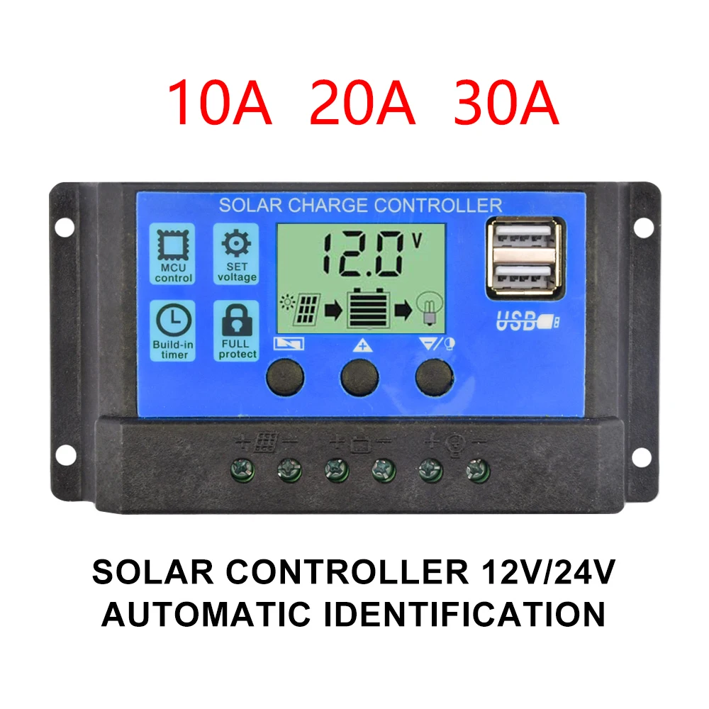10A 20A 30A 40A 50A 60A Solar Charge Controller 12V 24V Solar Regulator ...