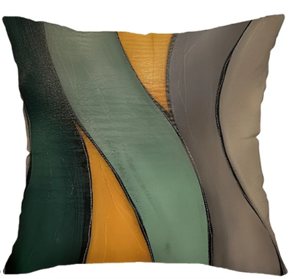 1 piece set of Bohemian geometric wave print pillowcase, fashionable abstract modern decoration cushion cover, unfilled pillow c 3