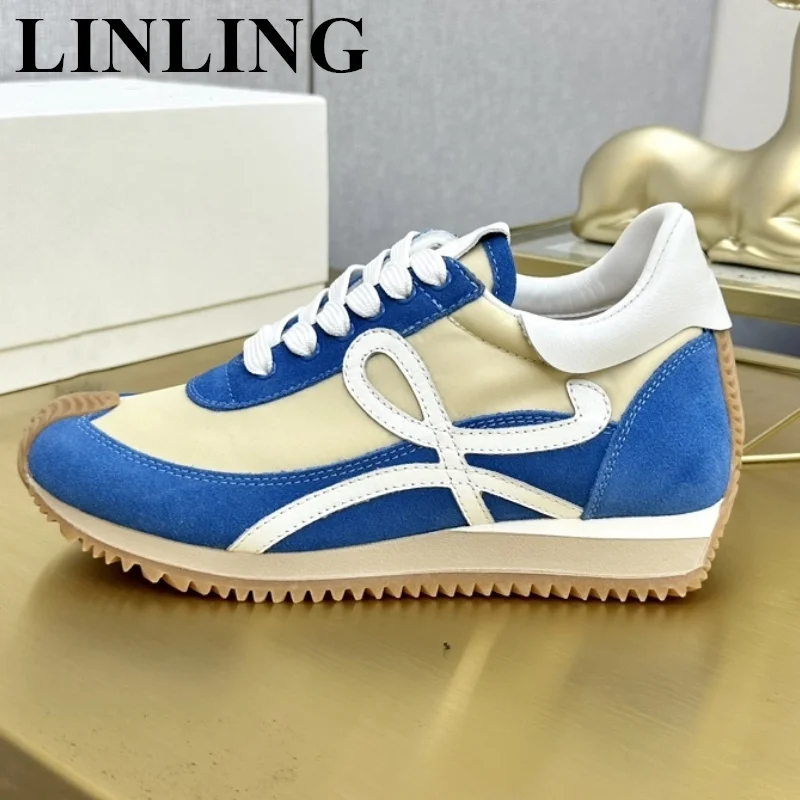 

2023 New Womens Casual Shoes Leather Platform Chunky Ladies Sneakers Luxury Designer Thick Sole Trainers Sports Shoes For Men