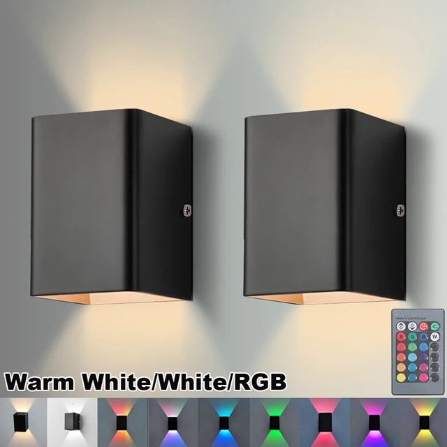 5W รีโมทคอนโทรล LED ไฟติดผนังขึ้นลง RGB Wall Sconces ห้องนอนห้องนั่งเล่นตกแต่งปาร์ตี้ภายในโคมไฟโคมไฟ 1