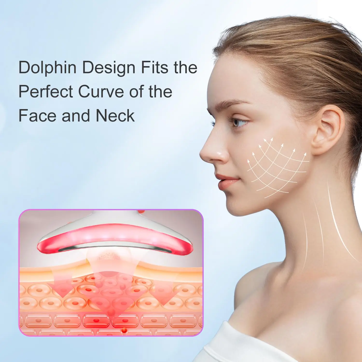 3 in 1 EMS Neck Facial Beauty Device with Thermal Neck Lifting Vibration LED Facial Massager Double Chin Remover Skin Care Tool