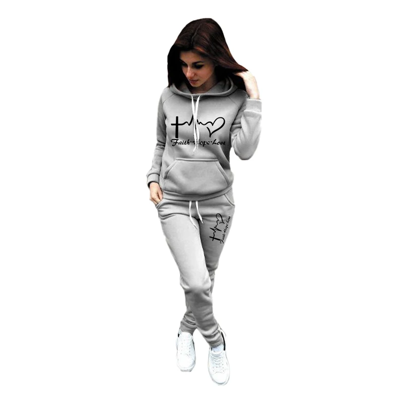 2023 Women's Printed Pullover Hoodie Sweatpants Set Sweatwear Pullover Sweatwear Jogging Sweatwear