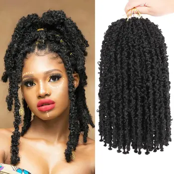 12 Inch Pre-twisted Butterfly Locs Crochet Hair Short Bob Butterfly Distressed Braids Hair Synthetic Hair 1