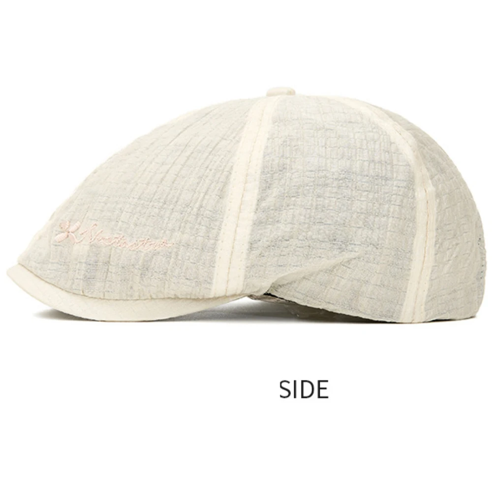 HT5069 Baskenmütze für Herren und Damen Neue Frühling-Sommer Ivy Flat Cap Unisex Verstellbare Achteckige Baskenmütze Atmungsaktive Leinen-Baskenmütze für Männer – Detail 7