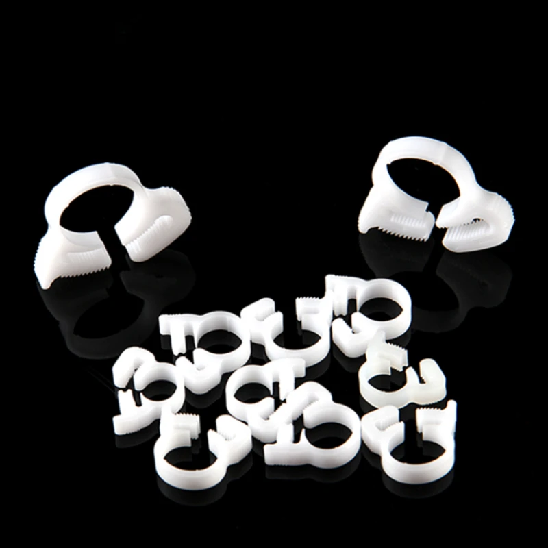 

White Plastic Laryngeal Clamp Multi Size Strong Durable Corrosion Resistance Non-conductive Bidentate Pipe Clamp Fasteners Seal