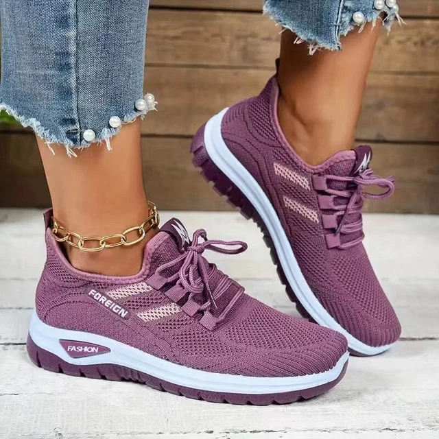 Women's shoes, soft soles, not tired feet,summer sneakers platform shoes, flying weaving, breathable women's sneakers shoes 1