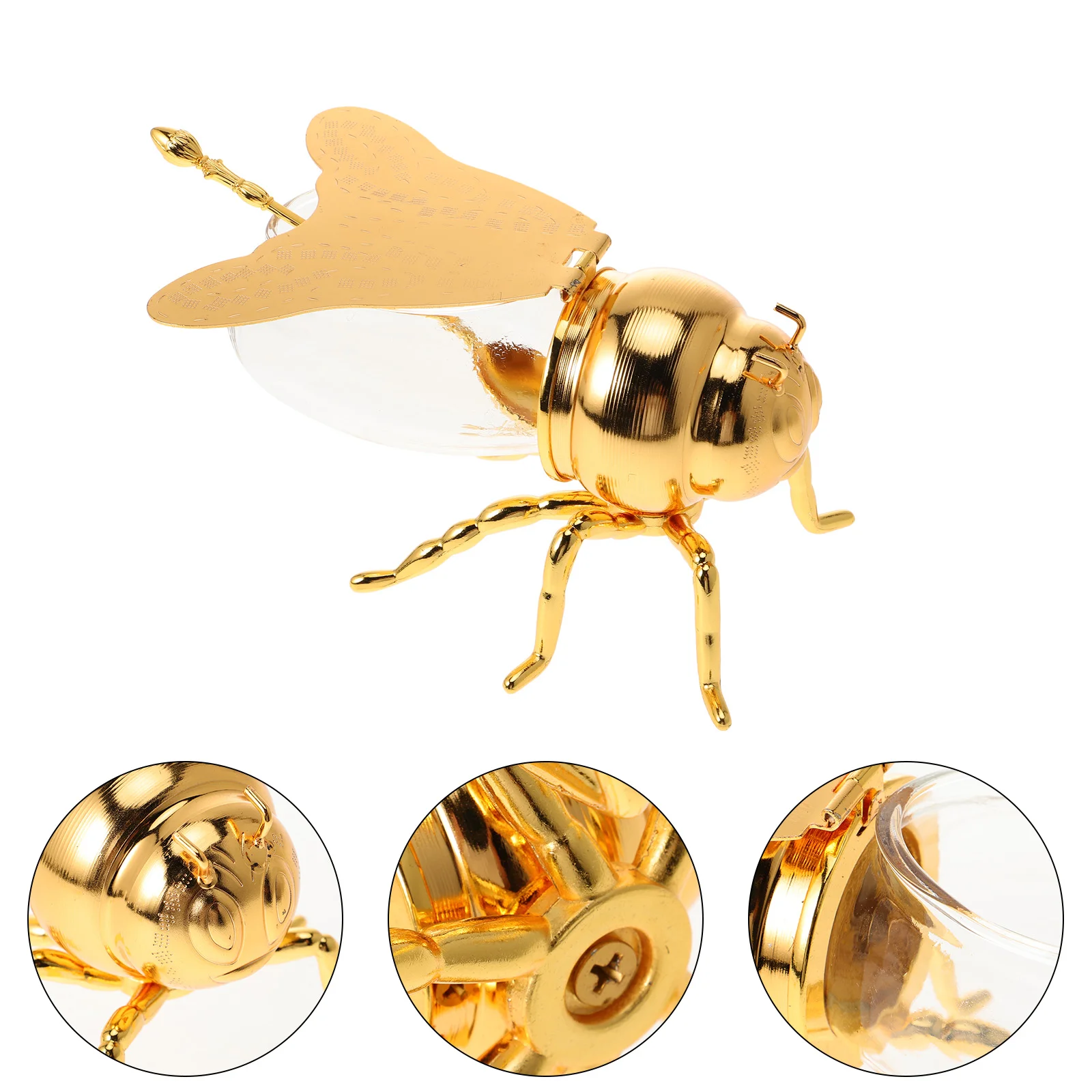 

Bee Honeypot Honey Containers Dipper Golden Bee Honey Jar Bee Honey Pot Ornament