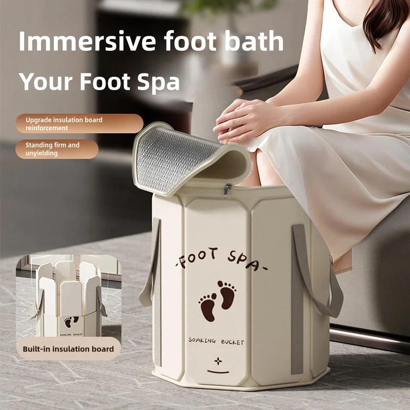 Home Folding Insulated Foot Bath Bucket Portable and Storable Health Foot Bath Bucket Basin Bag