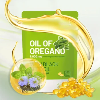 300 Capsules Oil Of Oregano with Black Seed Oil - Natural Antioxidants for Fitness Nutritional Support - Highly Effective 1