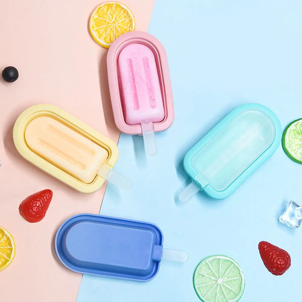 

Ice Cube Tray Ice Mould Ice Cream Maker Kitchen Tool Homemade Popsicle Tray DIY Dessert Cake Mold Silicone Molds With Cover 얼음