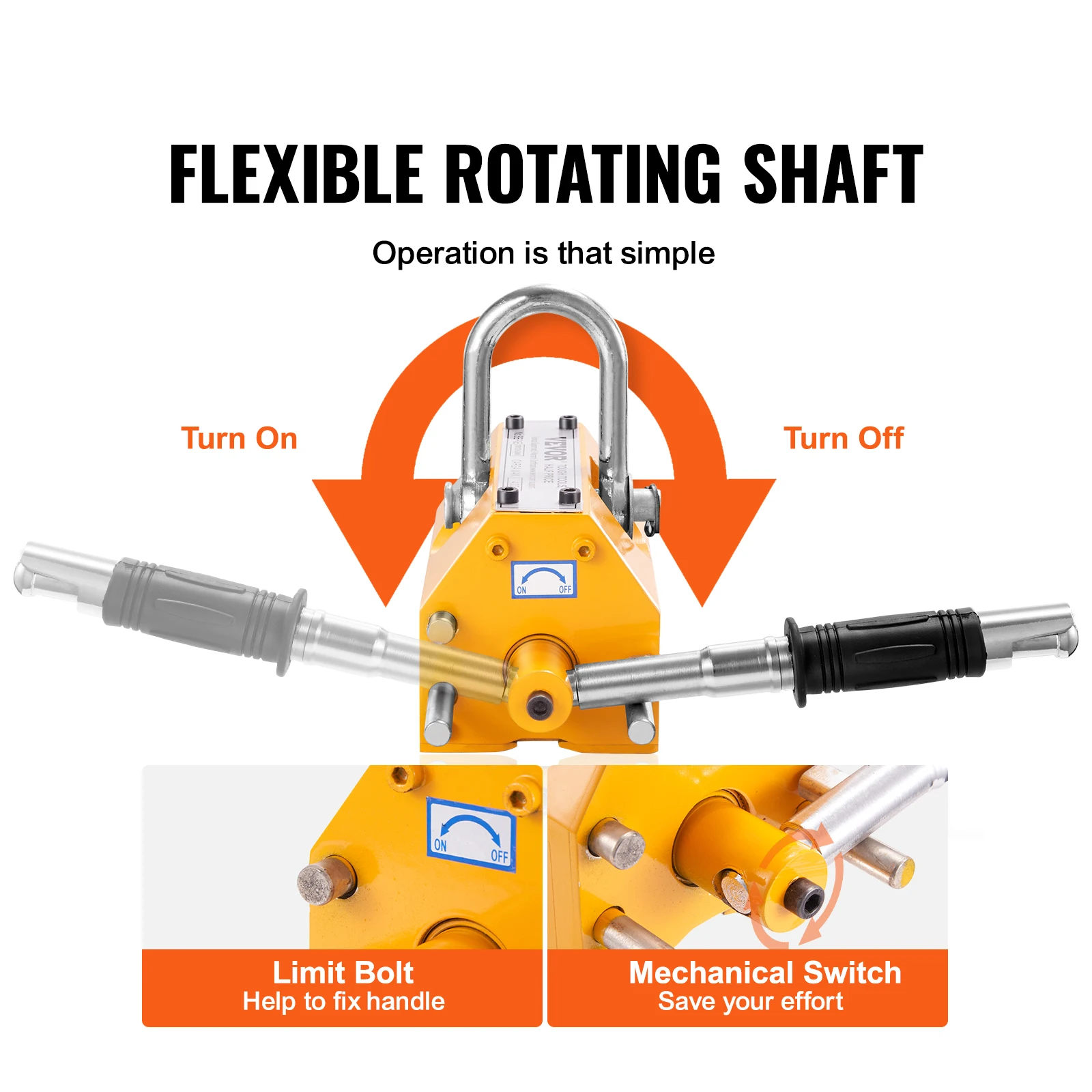 VEVOR 100KG-2000KG Permanent Magnetic Lifter Pulling Capacity 2.5 Safety Factor Neodymium & Steel Lifting Magnet Lift Magnets round magnet