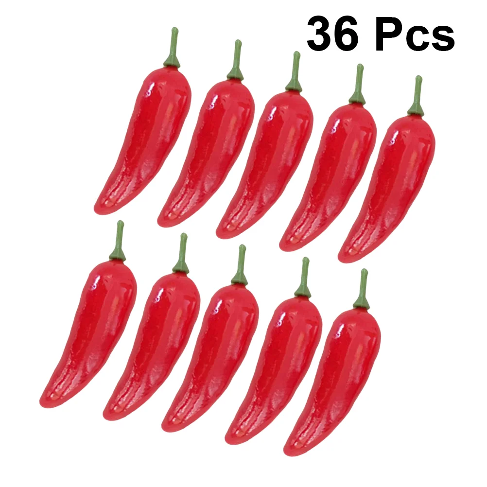 Simulation Chili Artificial Vegetable Decorative Food Model for Store Display 36Pcs