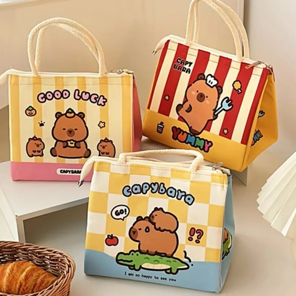 Kawaii Capybara Thermo-Lunch-Tasche, isoliert, tragbar, Lebensmittel-Aufbewahrungstasche, Cartoon-Lunchbox für Frauen, Mädchen, Kinder