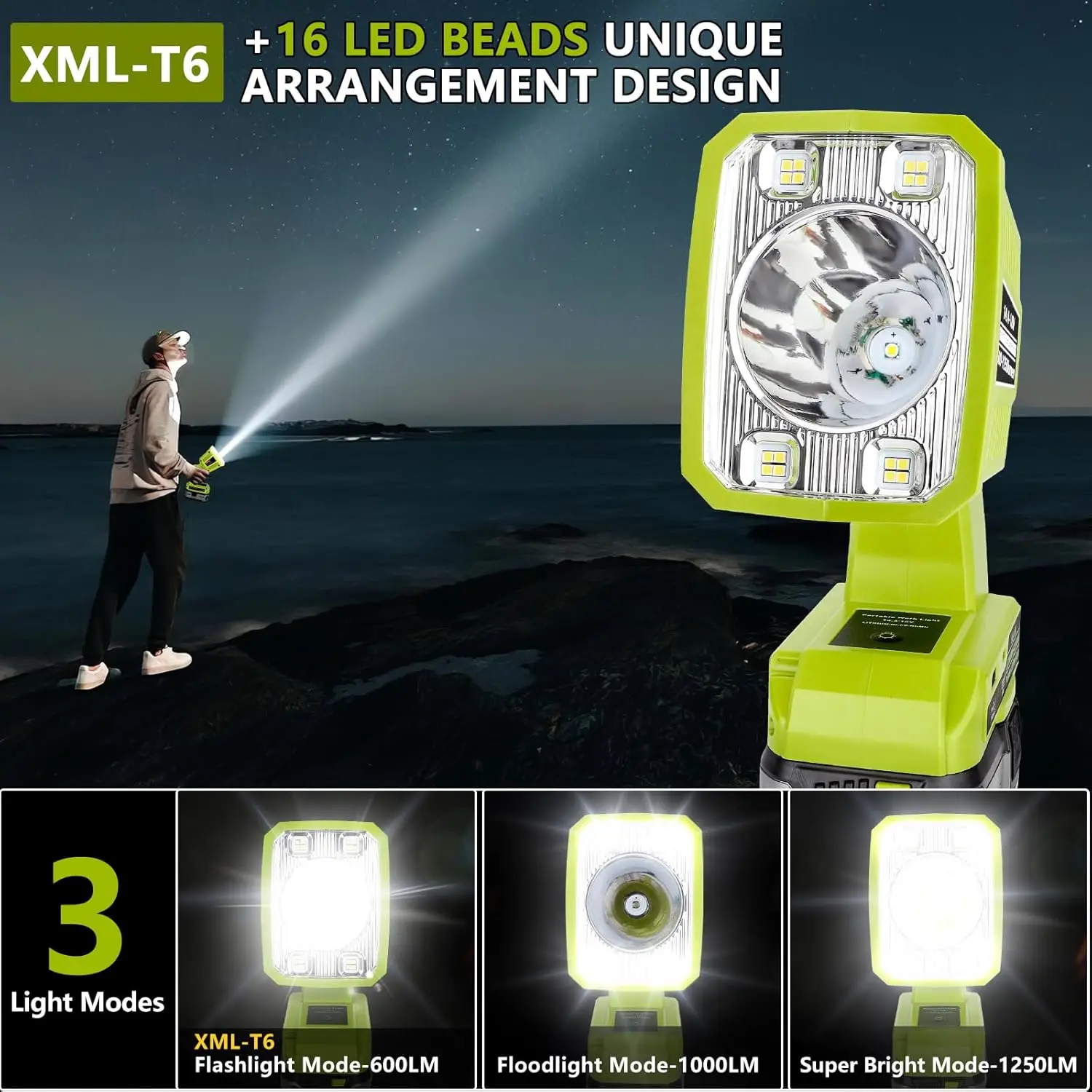 LED Flashlight for Ryobi 18v Battery 18W LED Work Light Battery Lamp FloodLight