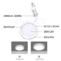 Dimmable Ceiling Spot Indoor Home Led Lamp 12V 24V Thin Round Surface Mounted Light Showcase Display Cabinet RV Camper Van 3W 5W 2