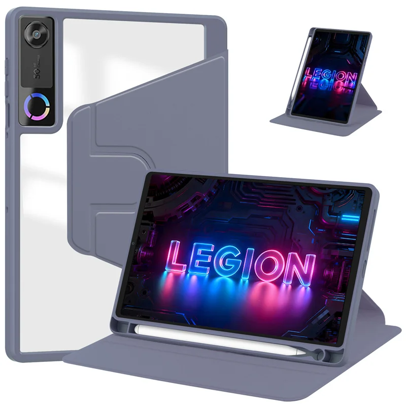 Enhanced Acrylic Tablet Case with 360-Degree Rotation and Pencil Holder
