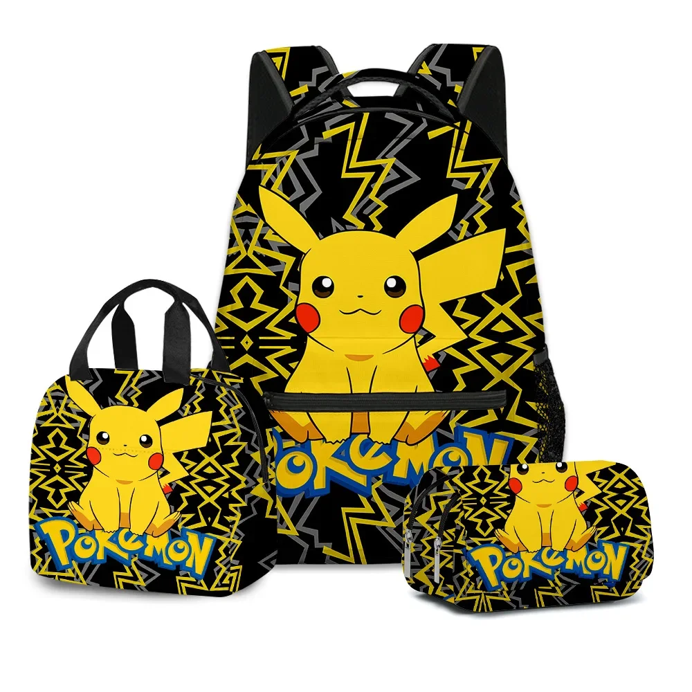 Pokemon Pikachu Backpack Set 4 Piece Lunch Box Water Bottle Pencil Case Set  Yellow