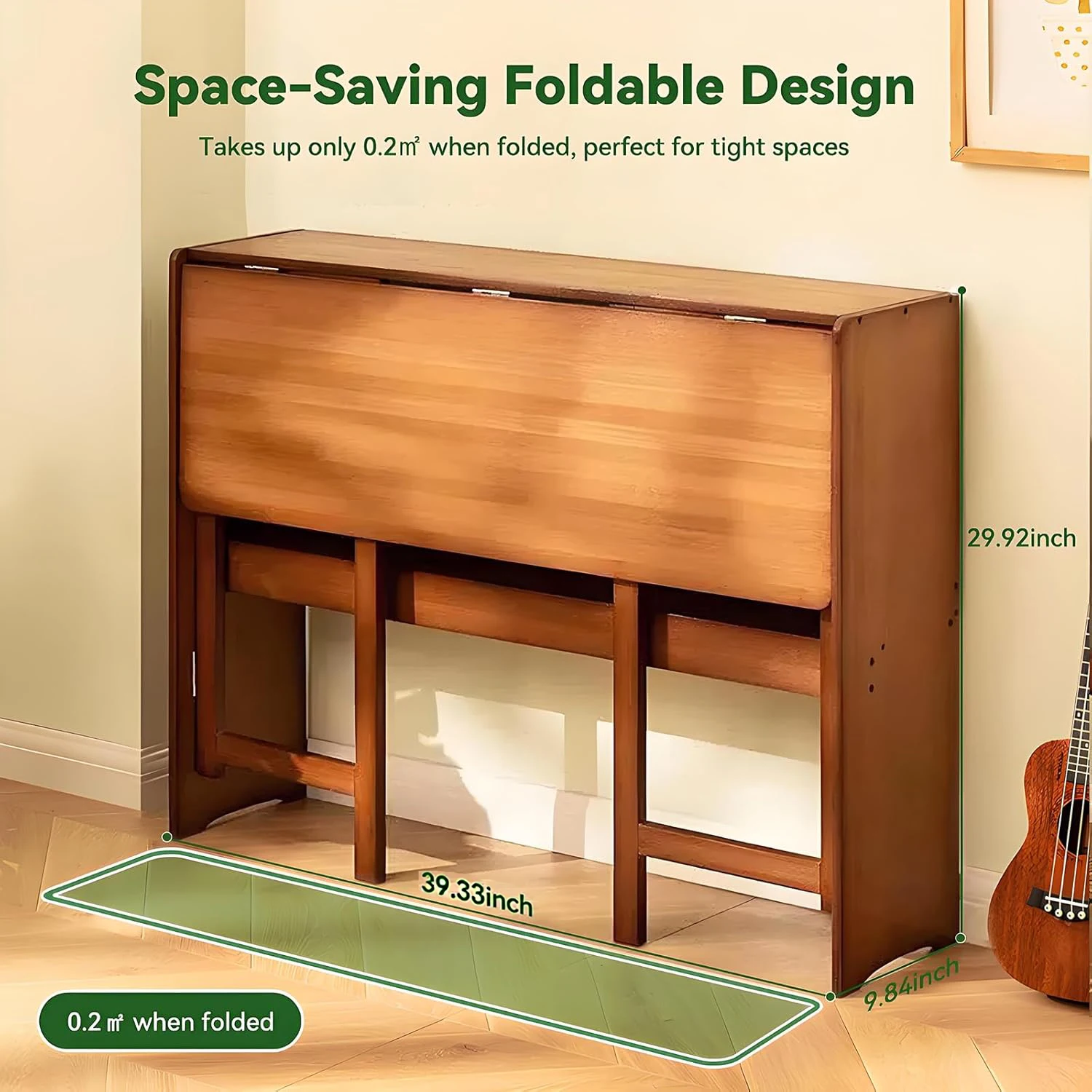 40" Folding Laptop Computer Desk Bamboo Desk Indoor Bedroom Living Home Office Desks Adult