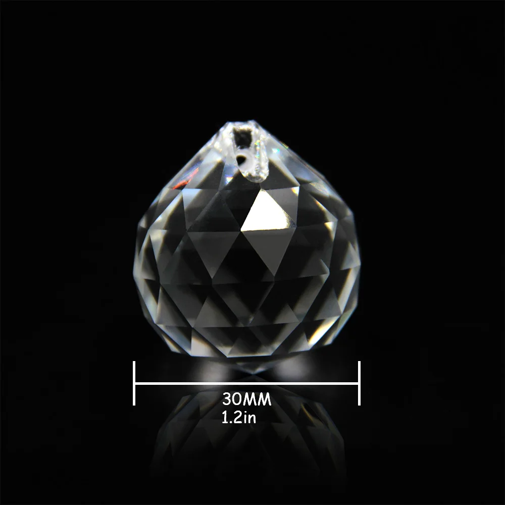 30mm Crystal Glass Faceted Ball Clear Prism Glass Lamp Hanging Ball For Chandeliers Lighting Parts Home Wedding Decoration 100meters 30mm faceted ball 14mm octagon bead lighting ball accessories pendants home decoration suncatcher crystal prisms