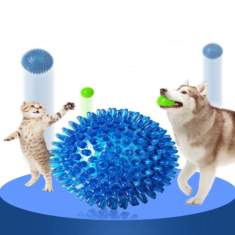 Pet Dog Toys Cat Puppy Sounding Toy Polka Squeaky Tooth Cleaning Ball TPR Training Pet Teeth Chewing Toy Thorn Balls Accessories 4