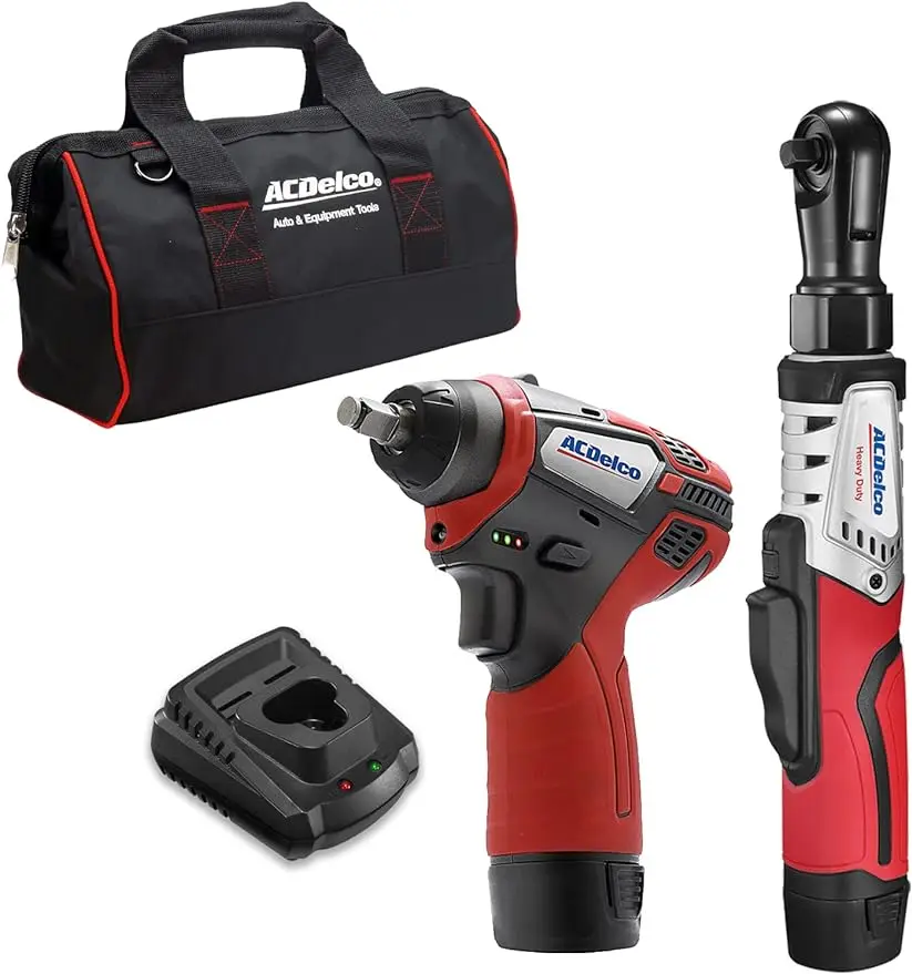 ACDelco ARW12103-K1 G12 Series 12V Cordless Li-ion 3/8” Brushless Ratchet Wrench & Impact Wrench Combo Tool Kit with 2 Batteries used wrench bolt waste painted for stud bolts bolt extractor rust with impact ratchet damaged breakage extractor 3 8inch damaged