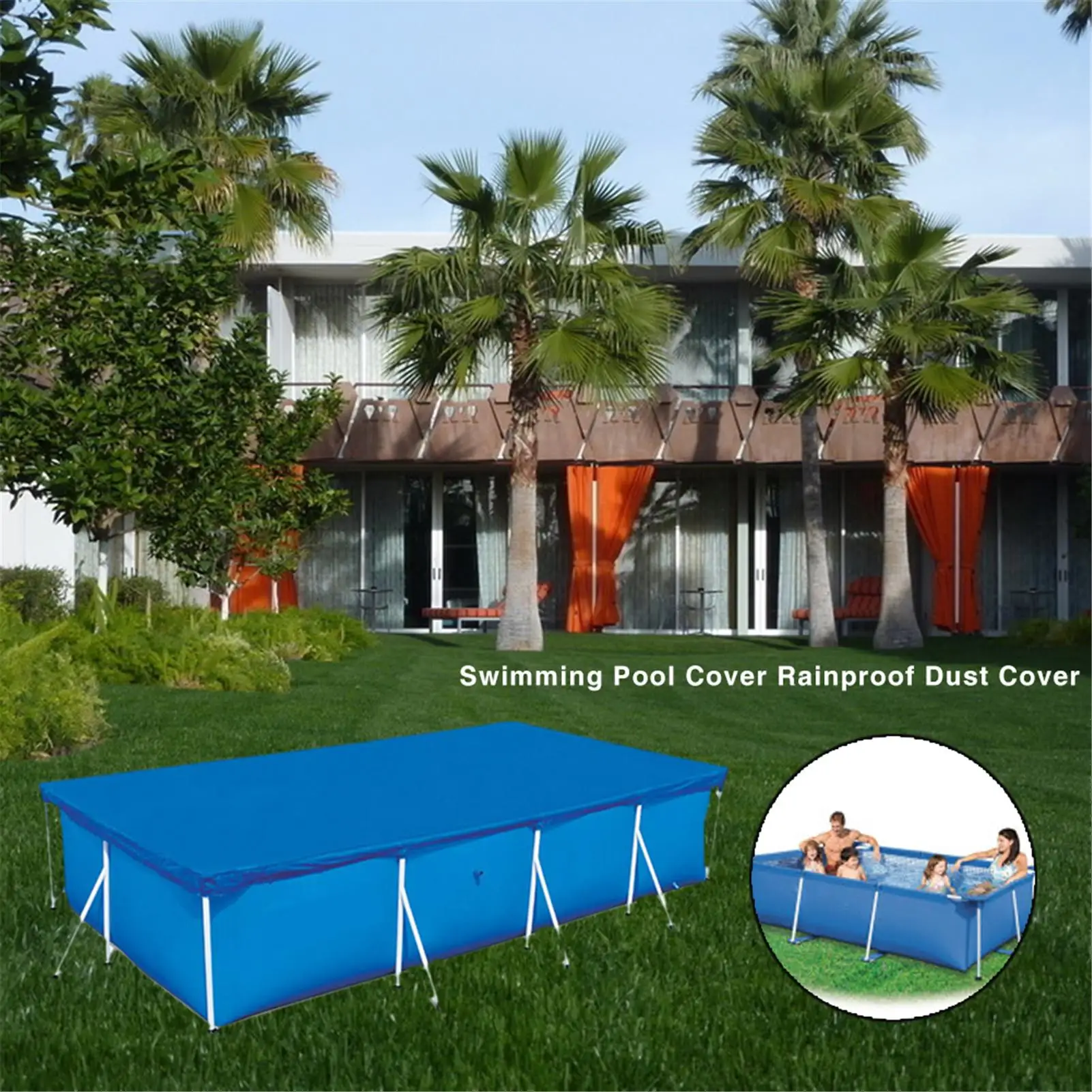 Swimming Pool Cover Outdoor Rectangular Dustproof Outdoor Pool Tub Blanket Pool Accessories 3 Size