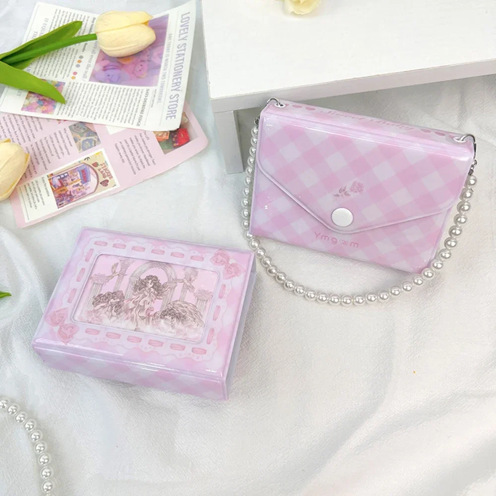 진주 체인 손잡이가 있는 휴대용 Kpop 포토카드, Kawaii 사진 앨범 거치대, 한국 아이돌 그림 사진 수집가 책, 20 포켓 -  AliExpress