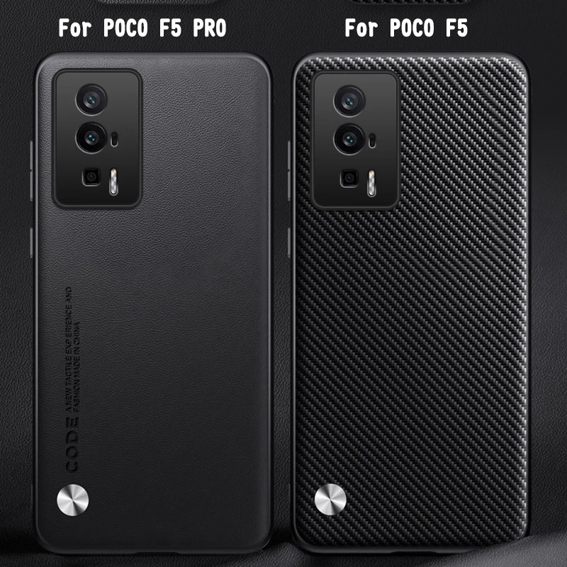 

For Poco F5 Pro Funda Xiaomi 5g Plain Leather Case Luxury Soft Silicone Edges Hard Armor Shockproof Cover PocoF5 Pro Little Case