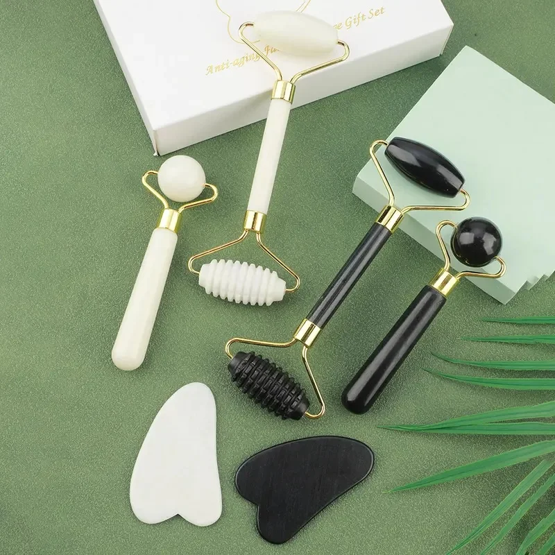 Natural Jade Stone Facial and Body Massage Tool Set - Revitalizing Spa Experience