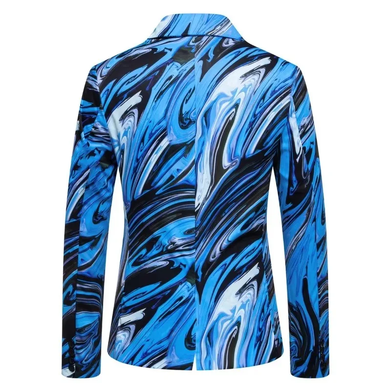 2 Colors Men's Fashionable Color Printed Casual Single Button Suit Jacket Men Blazer Slim Fit