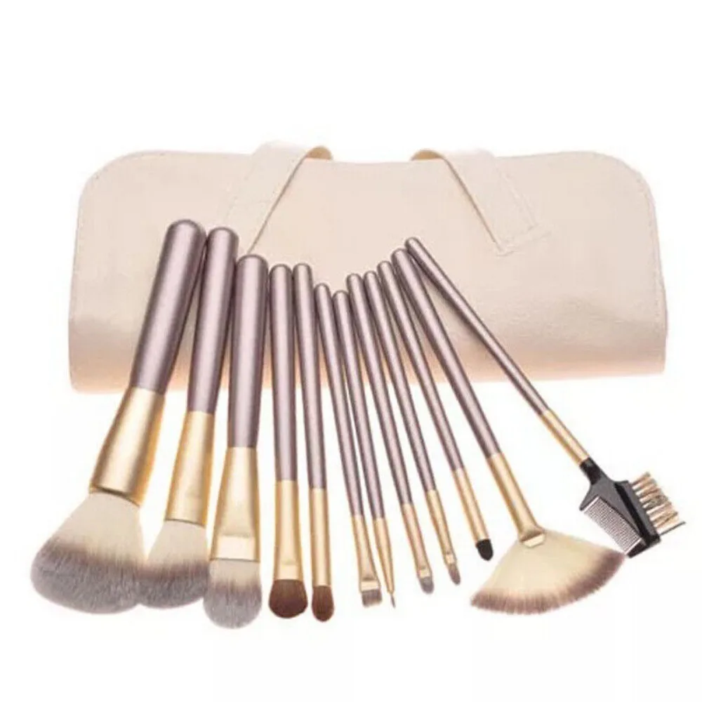 Professional Wooden Make Up Brushes Sets With Leather Storage Pouch Set of 12-24 5