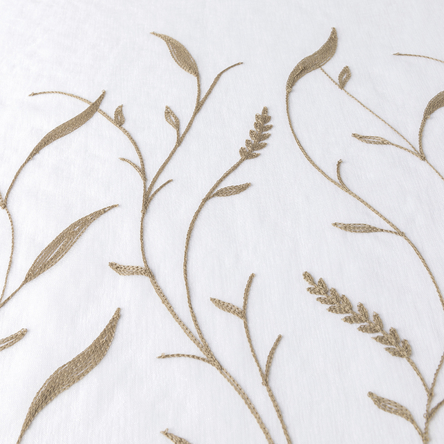 White Wheat Embroidered Sheer Curtains for Bedroom Window Dining Room Living Room Kitchen Curtain Drapes Decoration